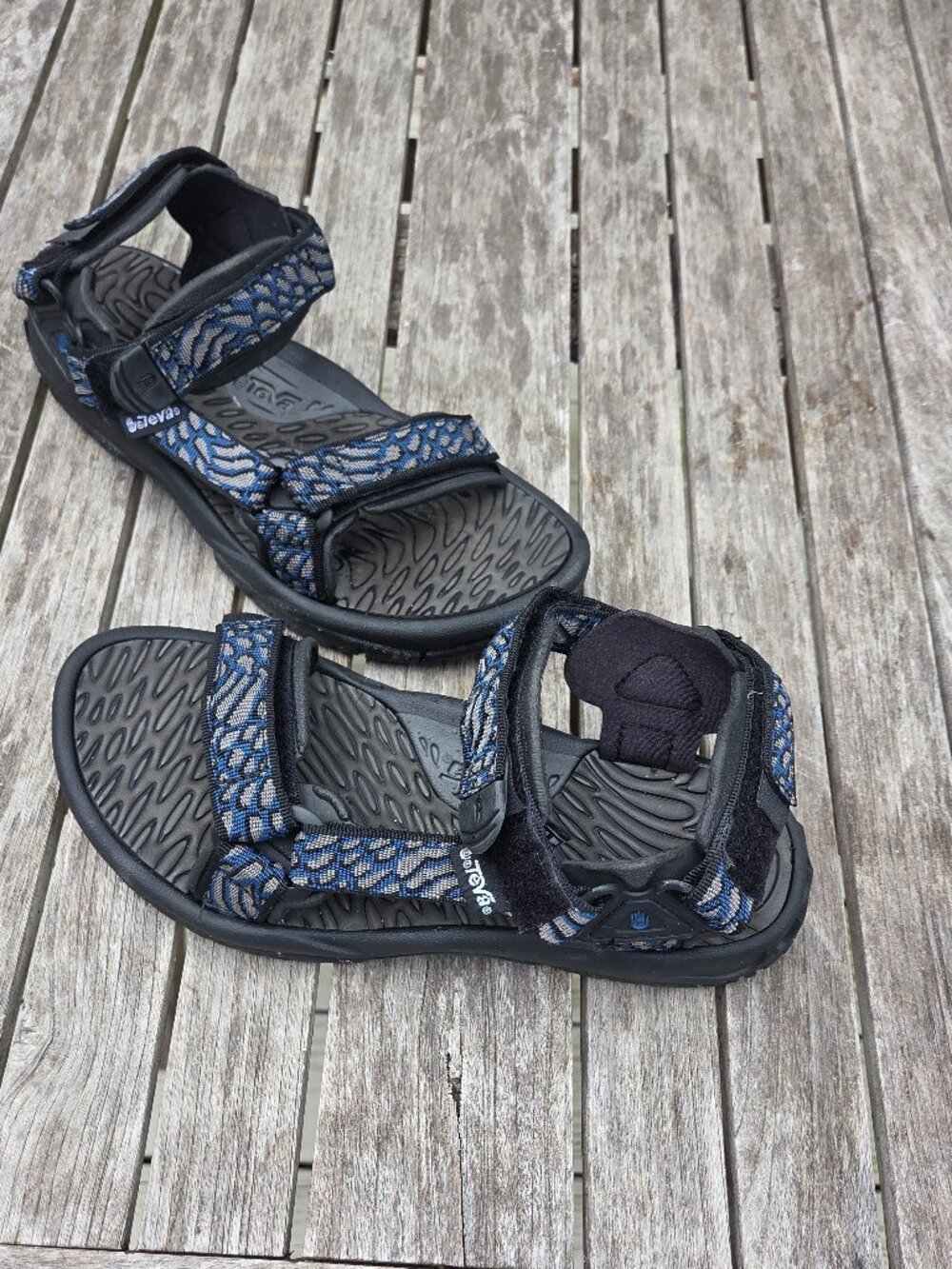 Teva Terra Fi Hiking Water Sport Sandal Blue Black Sz 9 Waterproof Hike-Repaired